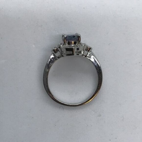 Sterling Silver Mystic Rainbow Ring Size 9 Stamped 925 Oval Center Clear Stones - Picture 4 of 14